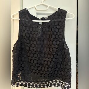 H&M Black Floral Lace Crop Top